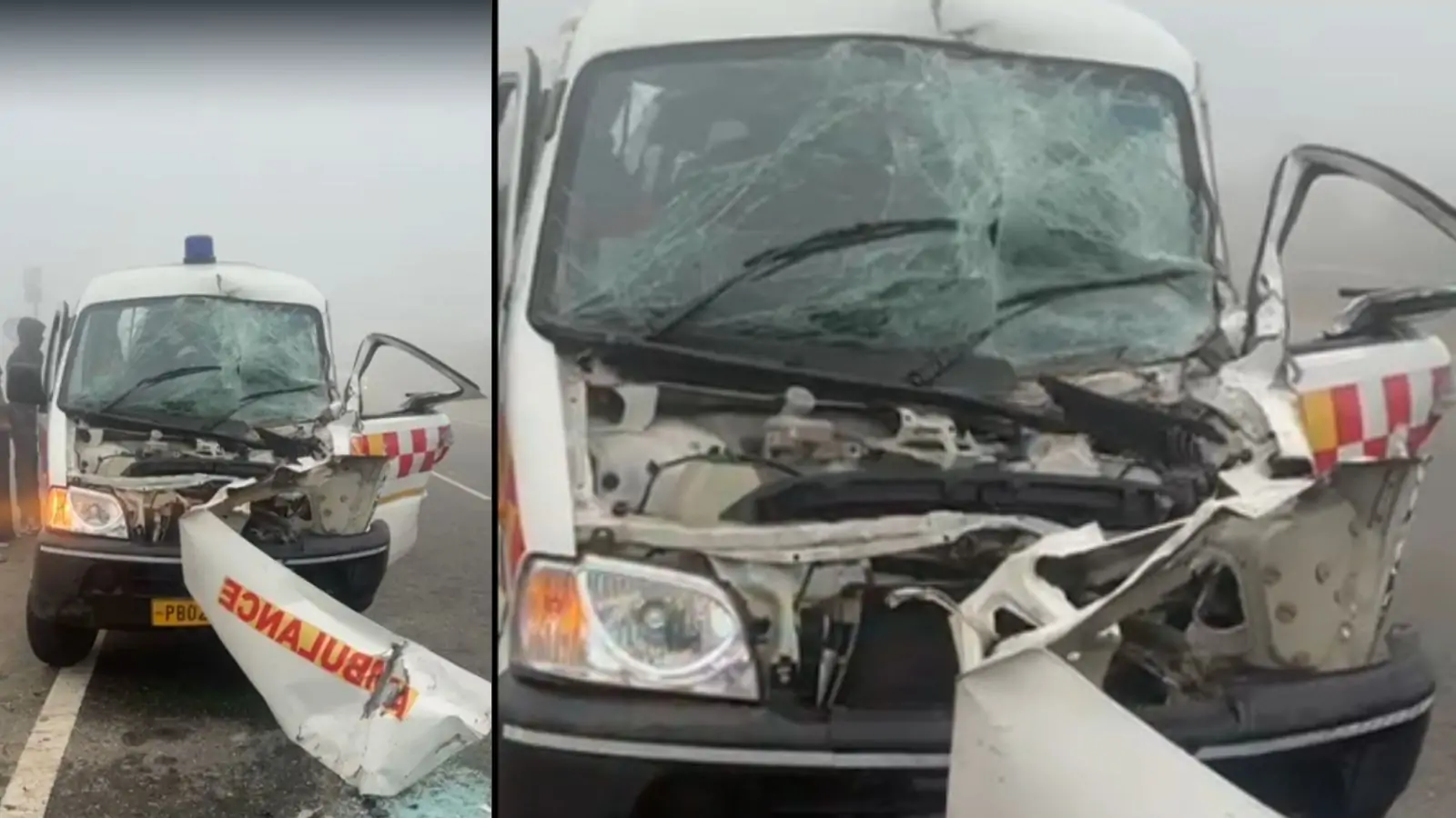Ambulance carrying patient meets with accident in Jalandhar, accident occurred due to fog