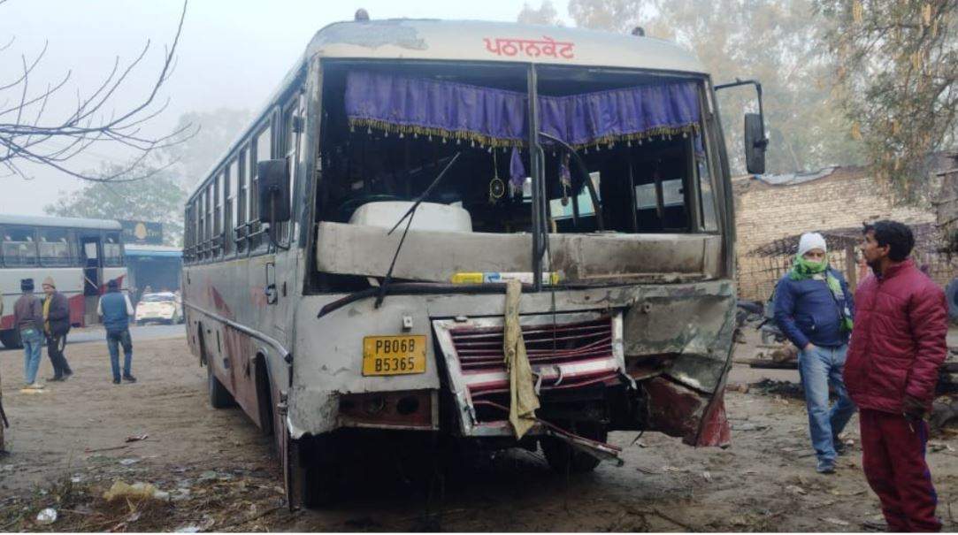 Terrible collision between roadways and car on Hoshiarpur-Dasuha road