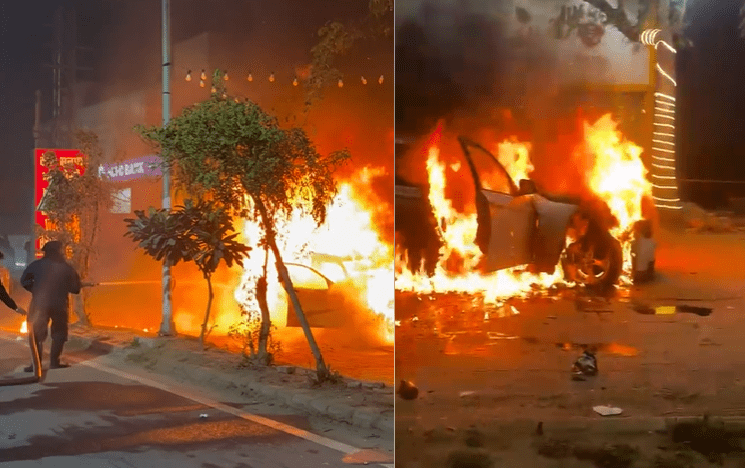 BMW turned into a ball of fire in front of MBD Mall,