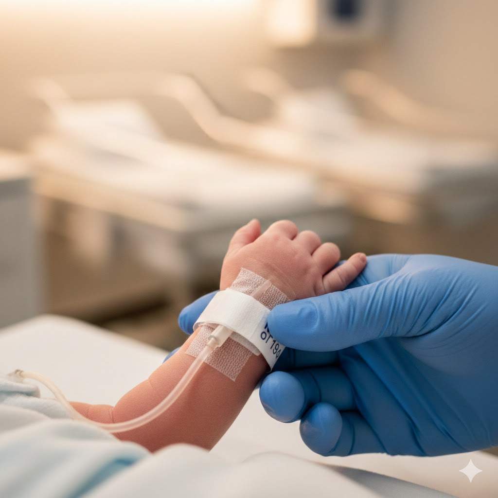 Infant's Thumb Was Severed While Changing The Intracatheter