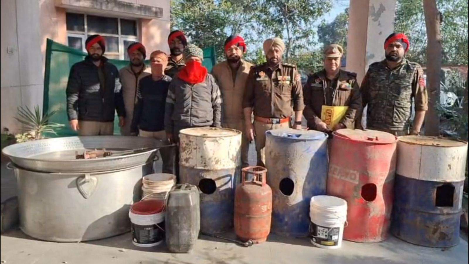 Jalandhar police raided a location and seized thousands of liters of illicit liquor