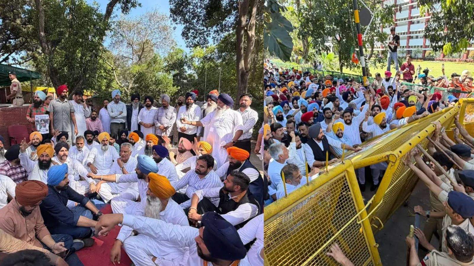 Opposition parties staged a protest demanding Bhullar's arrest in the DM case
