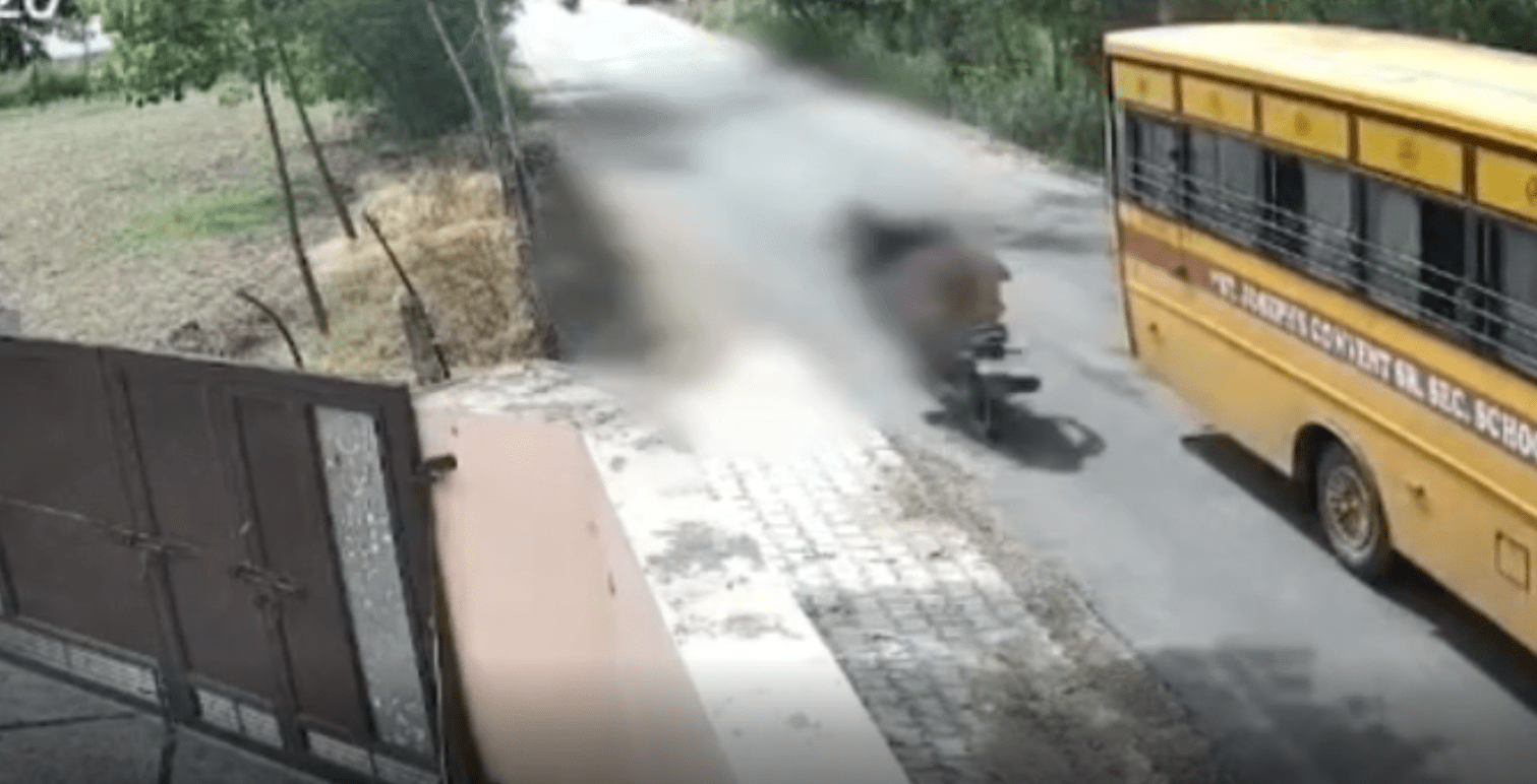A tragic accident occurred with a child while getting off a school bus in Hoshiarpur